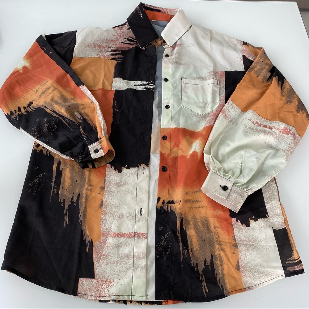 Graphic Print Button Down Shirt